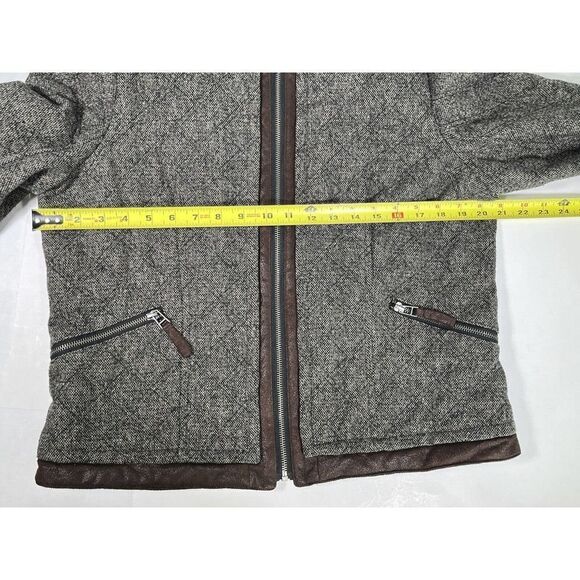 For Cynthia Brown Tweed Blazer Jacket Sz XL Quilted Zip Faux Suede Trim - Picture 9 of 12